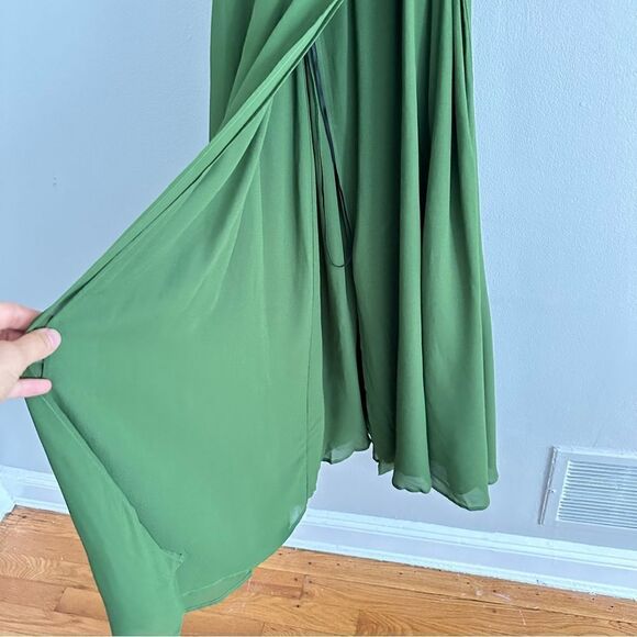 Reformation Karen Midi Dress in Moss Green - Picture 4 of 7